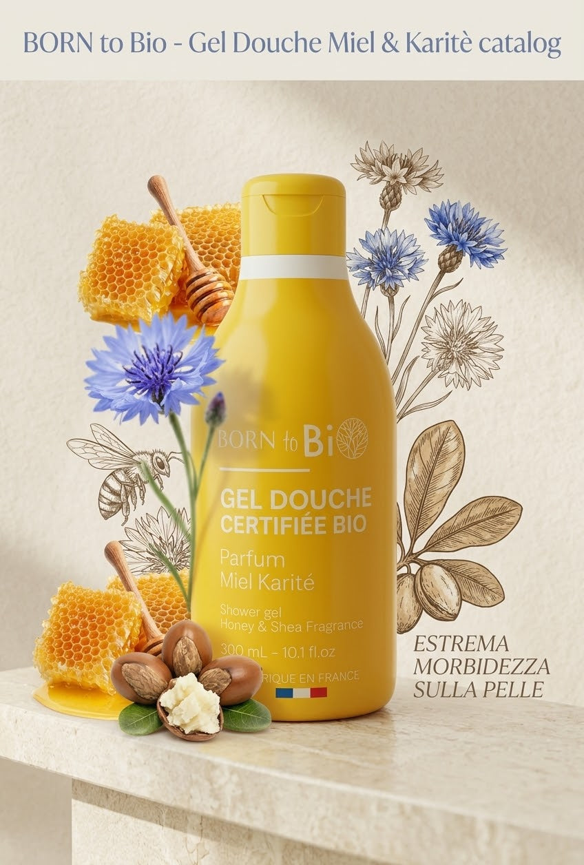 Born to Bio Gel Doccia Biologico Miele e Karité – Bagnodoccia Bio 300 ml