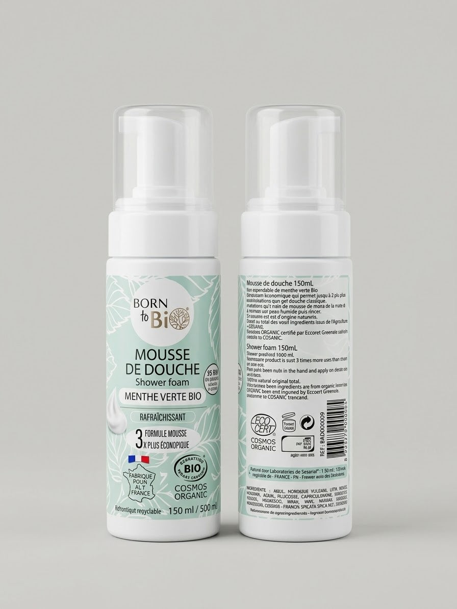 Born to Bio Mousse Doccia Biologica alla Menta Verde - Bagnodoccia Bio 150 ml
