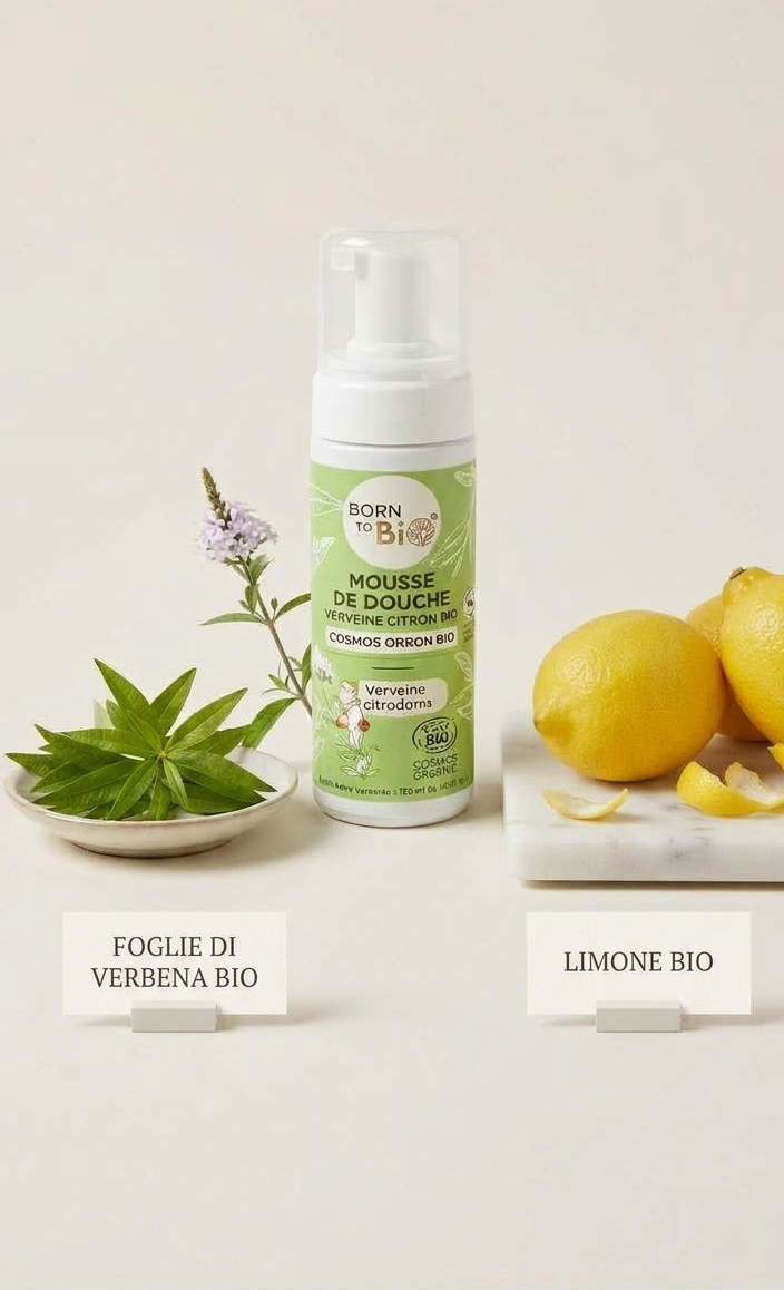 Born to Bio Mousse Doccia Biologica Verbena e Limone - Bagnodoccia Bio 150 ml