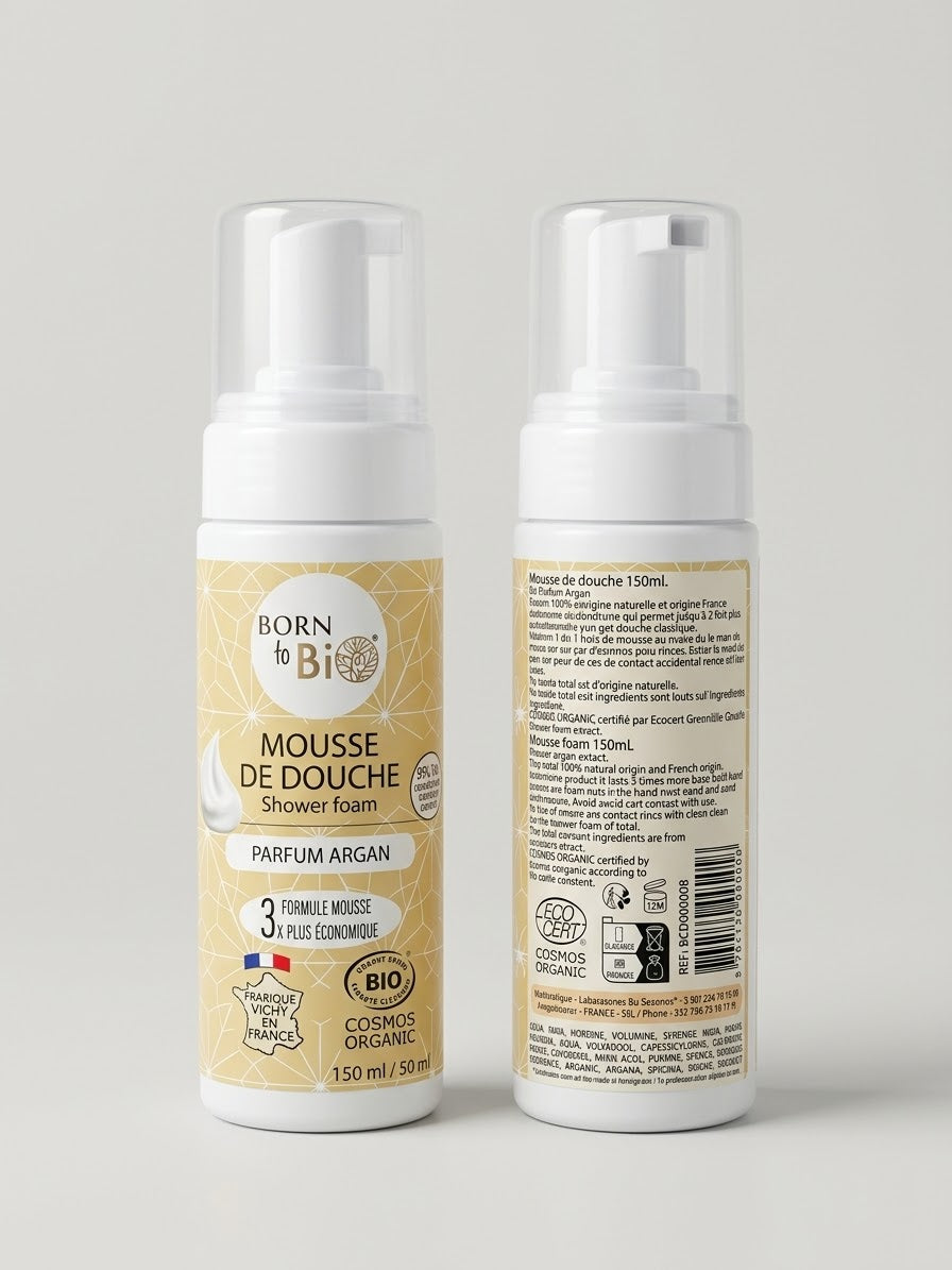 Born to Bio Mousse Doccia Biologica all'Argan - Bagnoschiuma Senza Solfati 150 ml