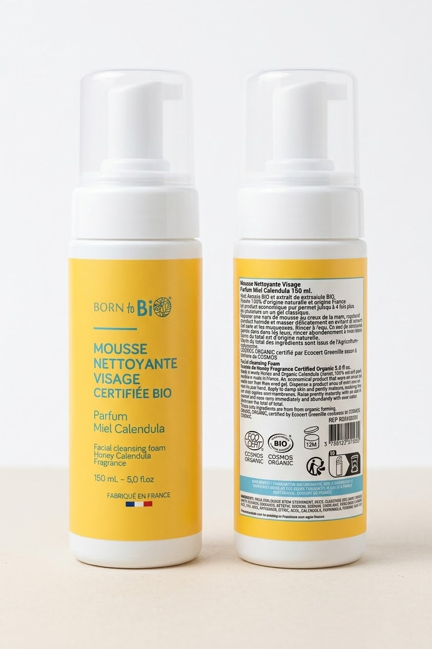 Born to Bio Mousse Detergente Viso Biologica Miele e Calendula – 150 ml