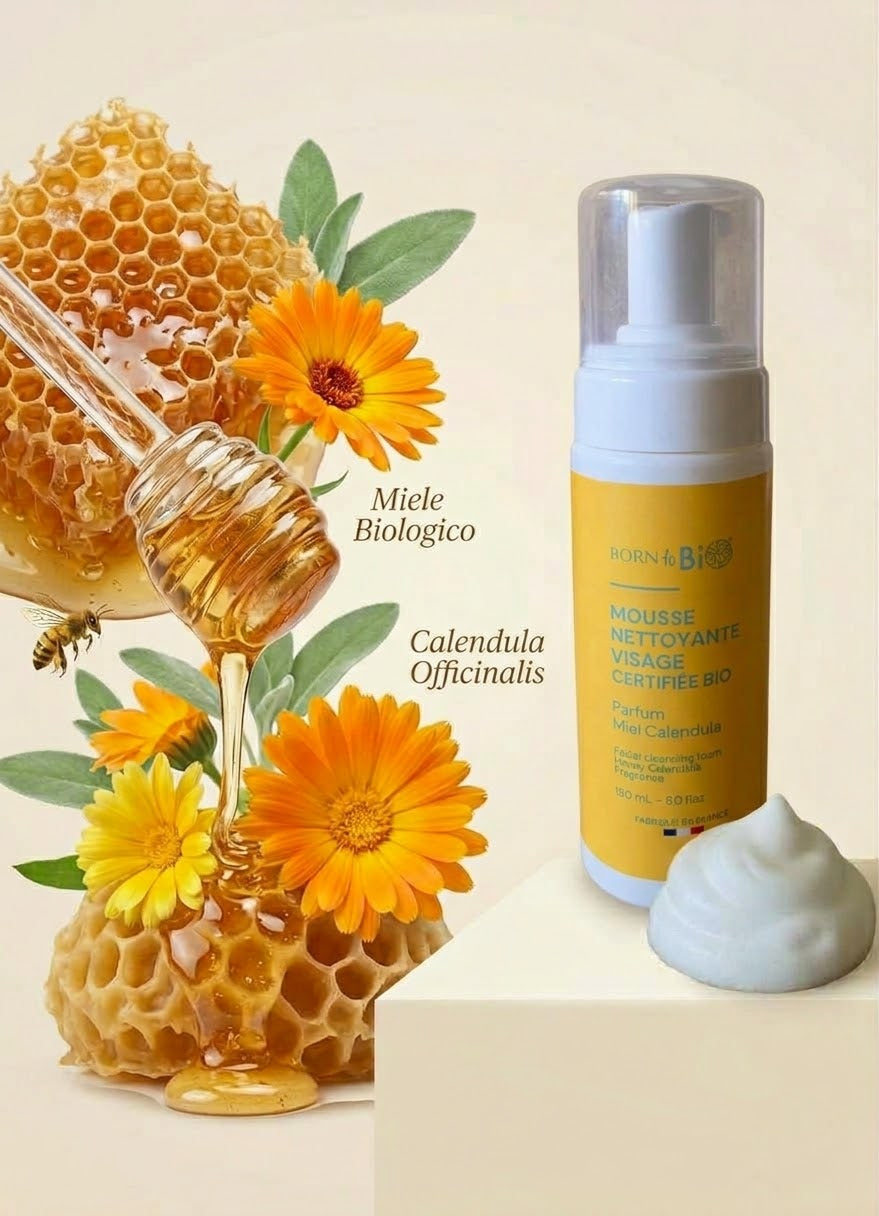 Born to Bio Mousse Detergente Viso Biologica Miele e Calendula – 150 ml