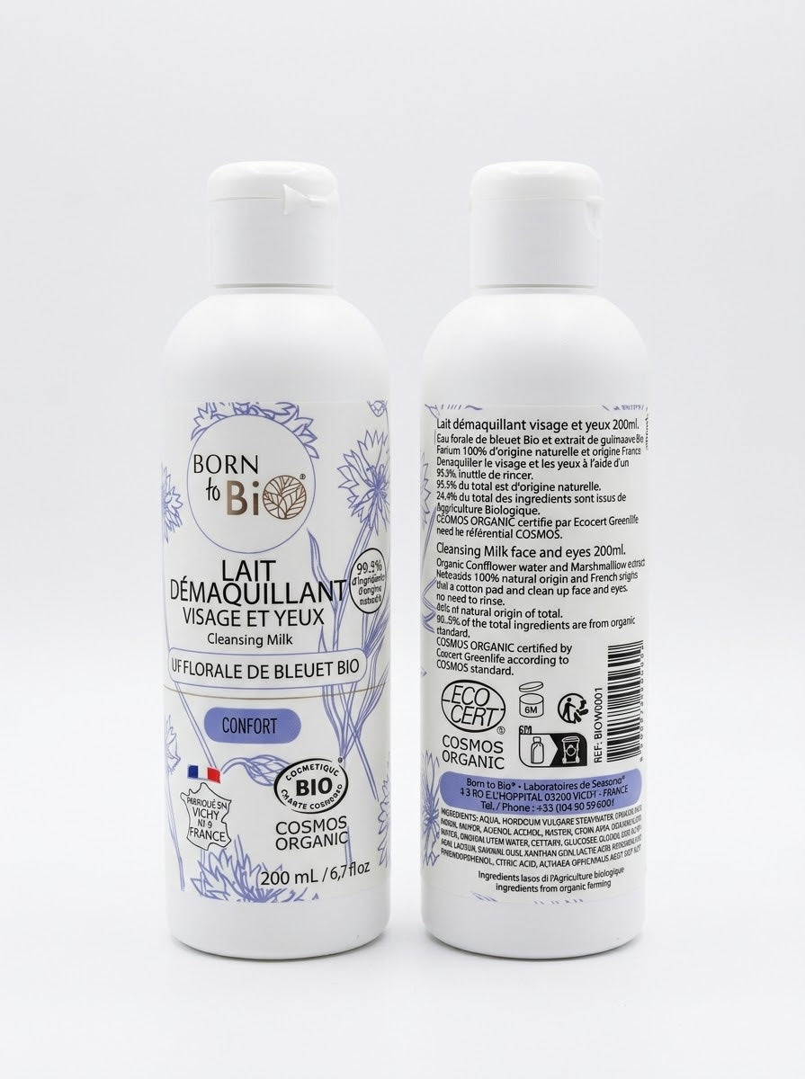 Born to Bio Latte Detergente Struccante Biologico Viso e Occhi – Fiordaliso e Altea 200 ml