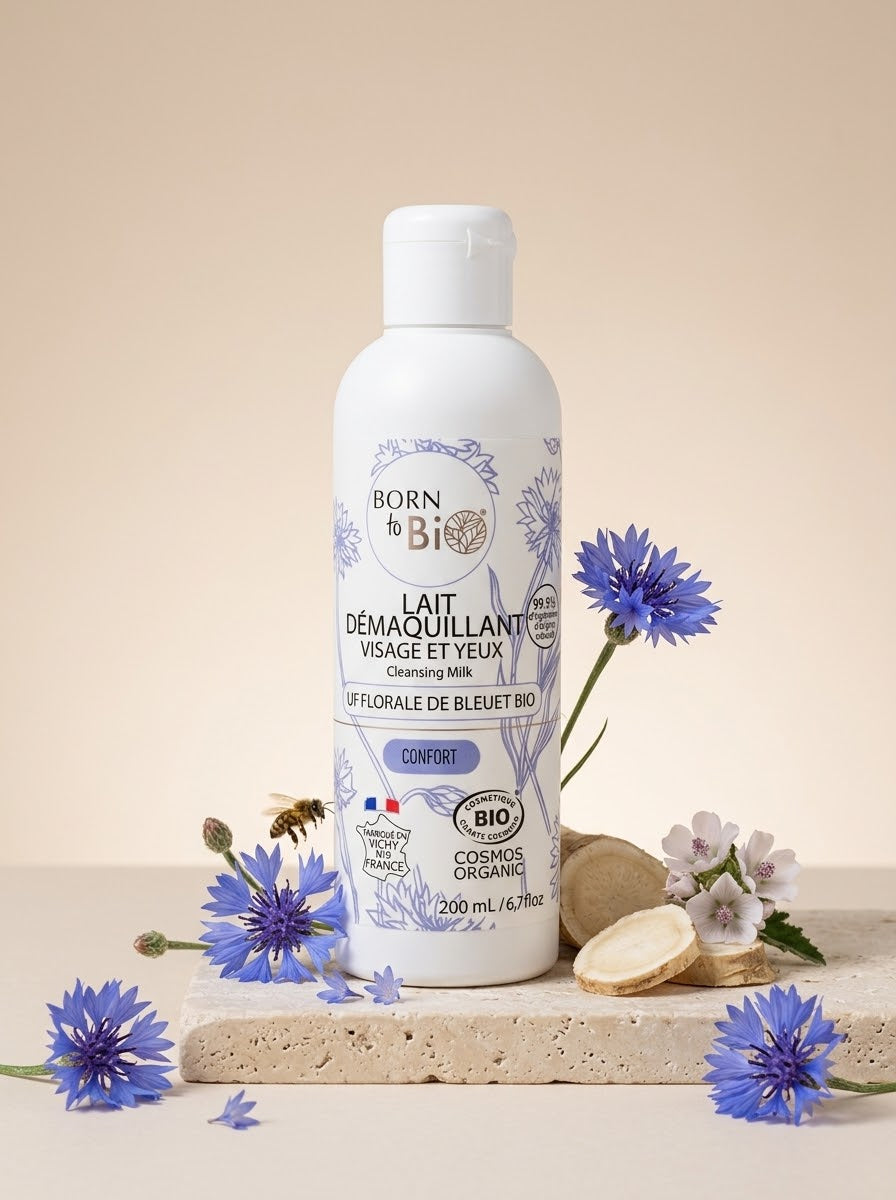 Born to Bio Latte Detergente Struccante Biologico Viso e Occhi – Fiordaliso e Altea 200 ml