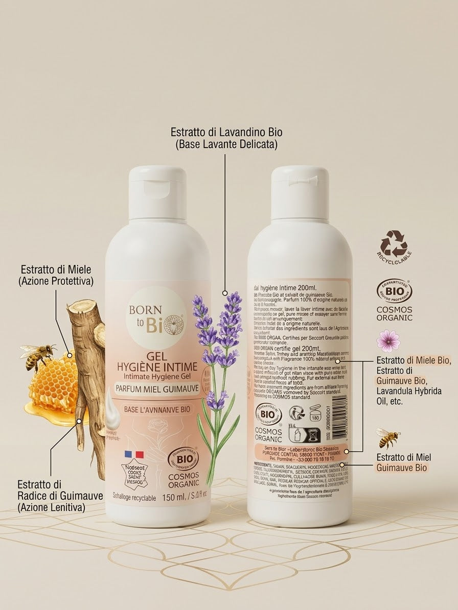 Born to Bio · Gel intimo bio miele e malva · 200 ml