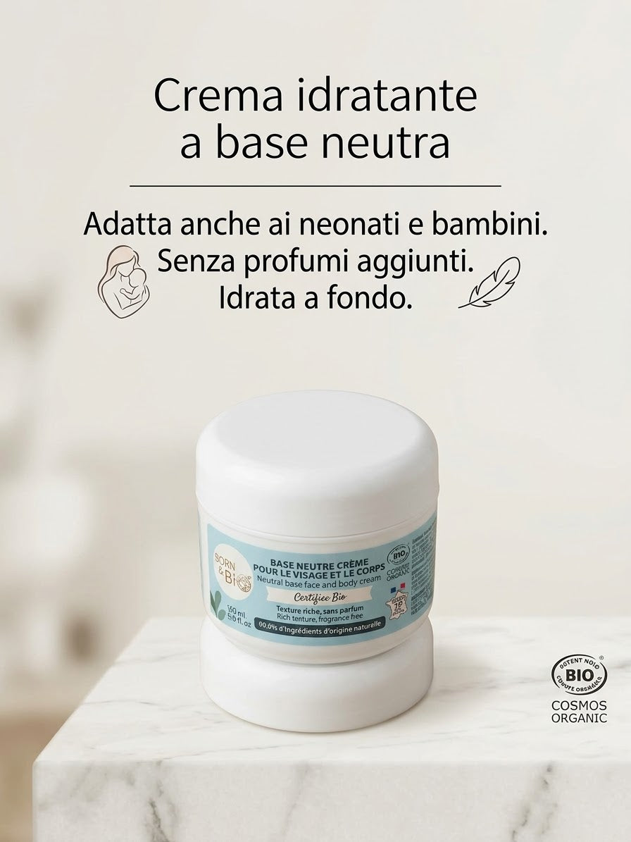 Born to Bio Crema Viso e Corpo Base Neutra Biologica - Senza Profumo 150ml