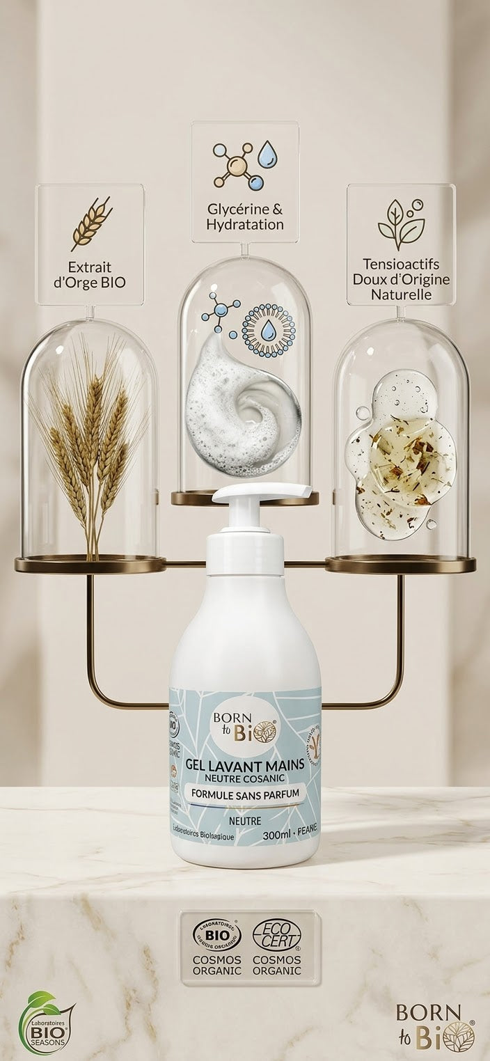 Born to Bio Sapone Liquido Mani Neutro Biologico - Gel Lavante Senza Profumo Ipoallergenico 300 ml