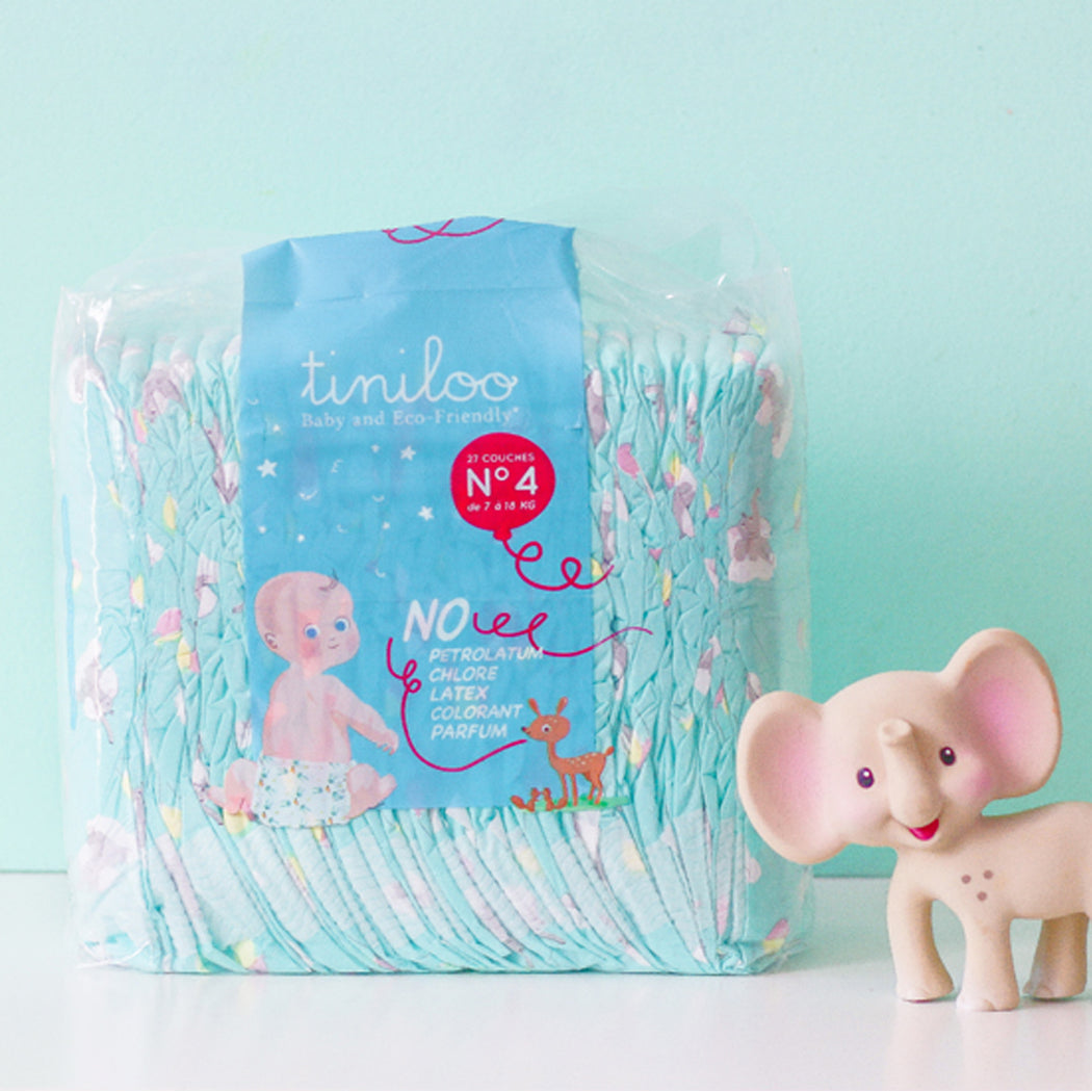 Tiniloo Pannolini in Cotone Biologico Ipoallergenici Taglia 4 ( 7-18 kg) – 27 pz