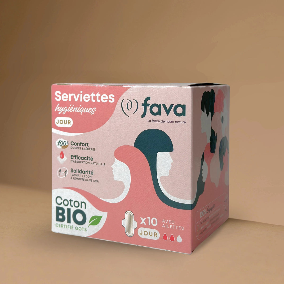 FAVA Assorbenti Igienici Giorno 100% Cotone Biologico Flussi Normali/ Medi - 10 pz