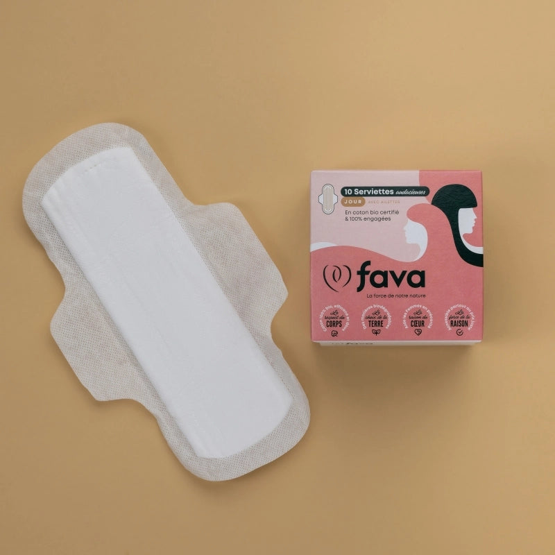 FAVA Assorbenti Igienici Giorno 100% Cotone Biologico Flussi Normali/ Medi - 10 pz