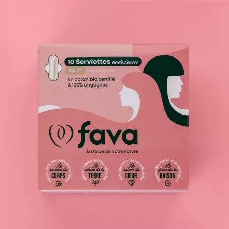 FAVA Assorbenti Igienici Notte 100% Cotone Biologico Flussi Abbondanti - 10 pz