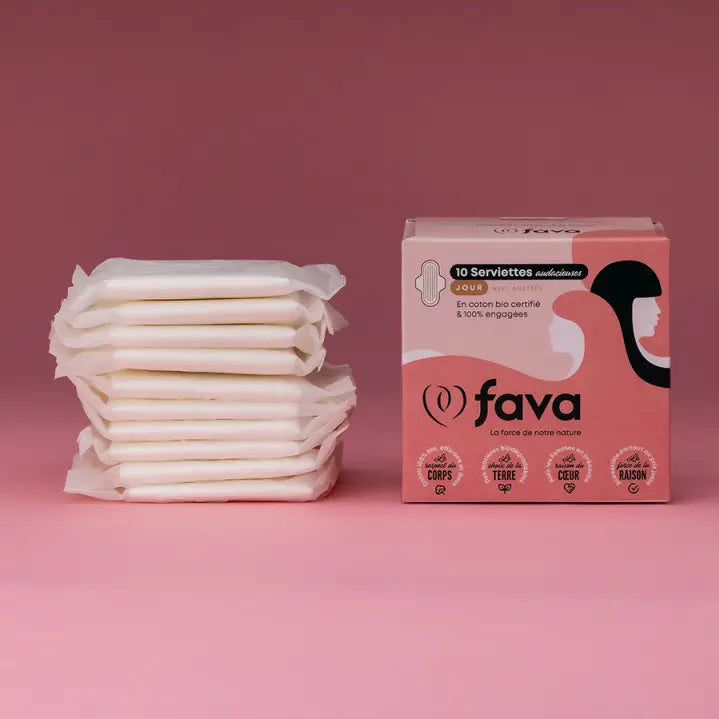 FAVA Assorbenti Igienici Giorno 100% Cotone Biologico Flussi Normali/ Medi - 10 pz