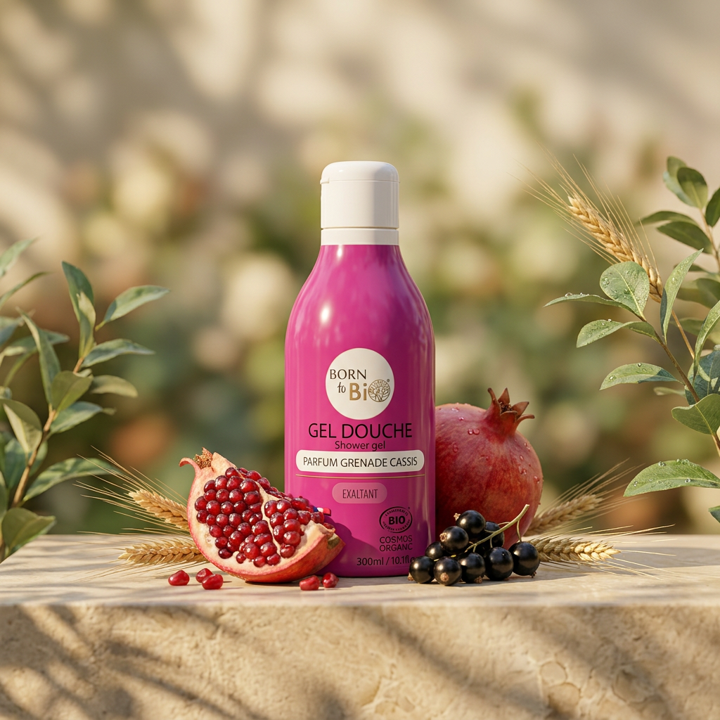 Bagnodoccia Born to Bio melograno e ribes nero in un’ambientazione botanica
