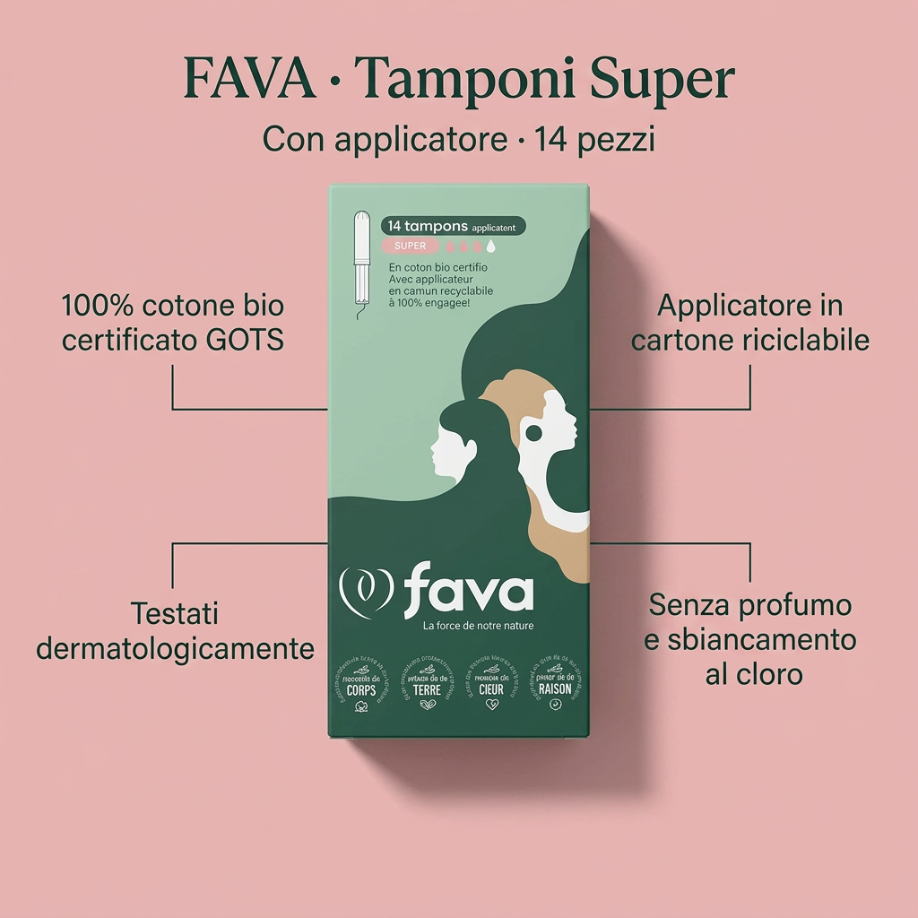 FAVA tamponi Super con caratteristiche su sfondo rosa