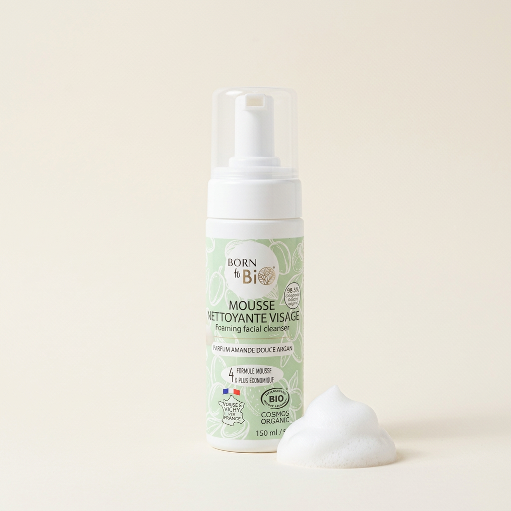 Mousse detergente Born to Bio con una noce di schiuma soffice