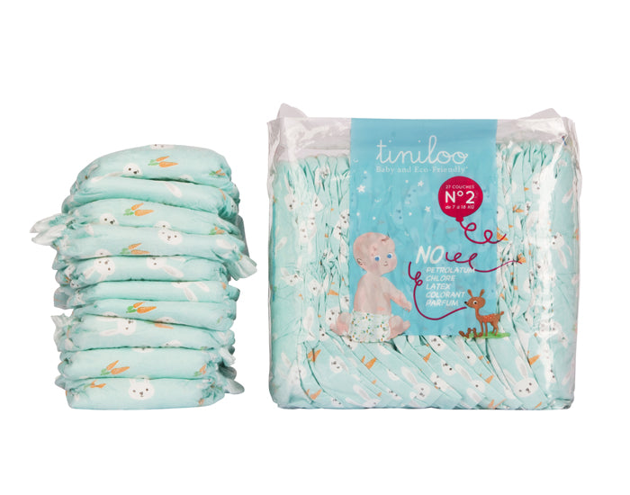 Tiniloo Pannolini in Cotone Biologico Ipoallergenici Taglia 2 (3-6 kg) – 28 pz